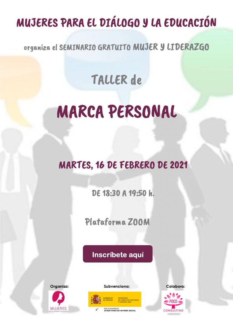 TALLER GRATUITO DE MARCA PERSONAL Mujeres Para El Di logo Y La Educaci n